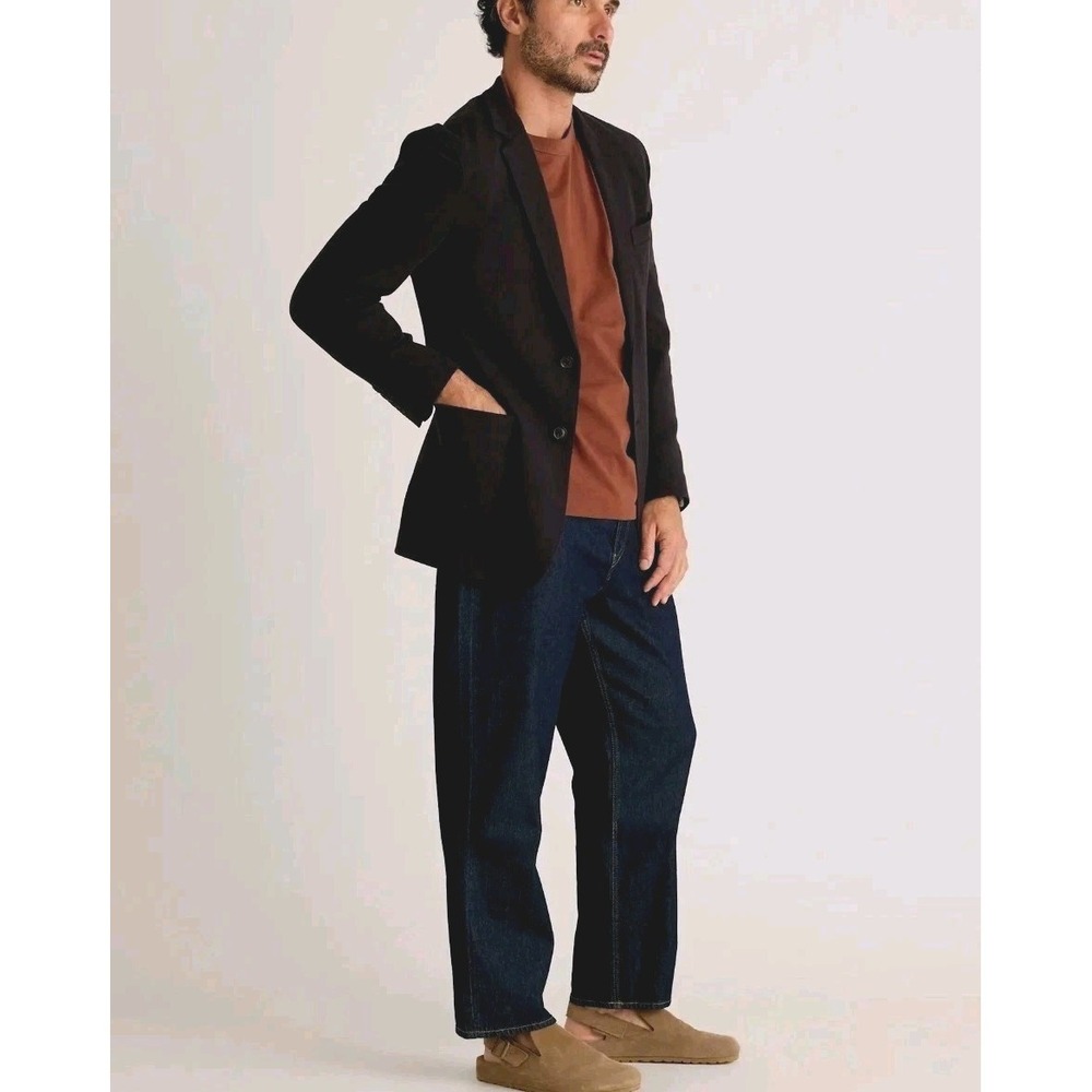 Quince Organic Cotton Pique Knit Blazer Mens Large Black Sport Jacket NWT - Picture 13 of 13